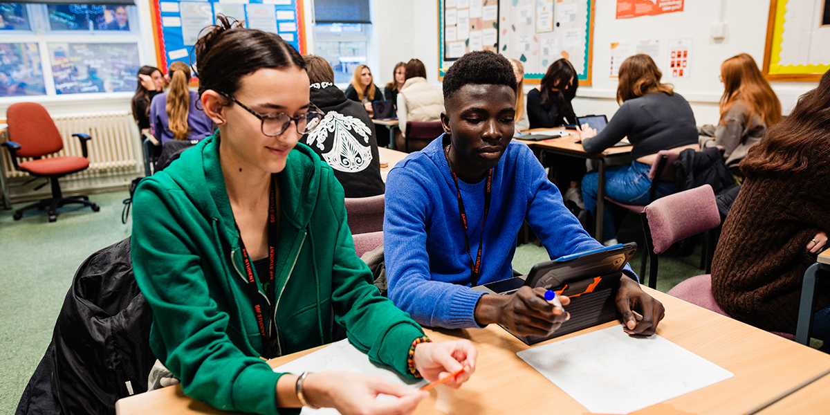 Students working in an A Level Psychology class